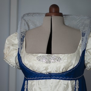 Bridgertons Inspired Regency Silk Damask Silver Strass Dress Made to ...