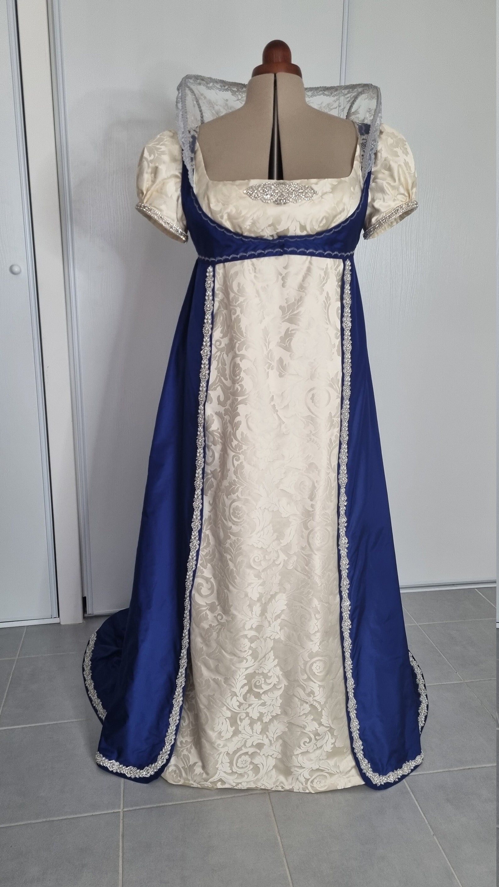 Bridgertons Inspired Regency Silk Damask Silver Strass Dress - Etsy