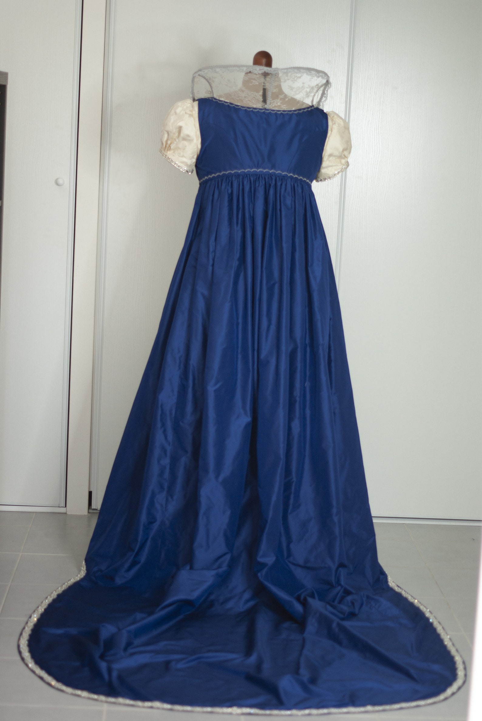 Bridgertons Inspired Regency Silk Damask Silver Strass Dress Etsy