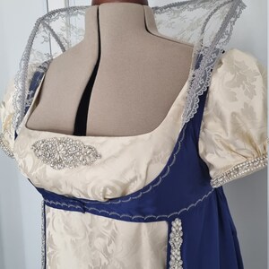 Bridgertons Inspired Regency Silk Damask Silver Strass Dress Made to ...