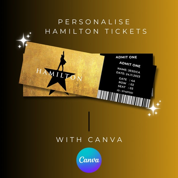 HAMILTON THEATRE TICKET, Digital Download, Editable Template, Print At Home