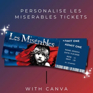 Les Miserables, Theaterkarten, digitaler Download, bearbeitbare Vorlage, Print At Home