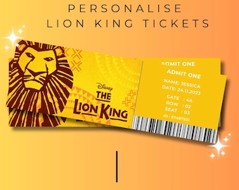 LION KING Theatre Ticket, Digital Download, Editable Template, Print At Home