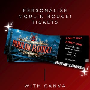 Moulin Rouge!, THEATER TICKET, digitaler Download, bearbeitbare Vorlage, Print At Home