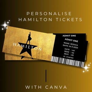 HAMILTON THEATRE TICKET, digitaler Download, bearbeitbare Vorlage, Print At Home