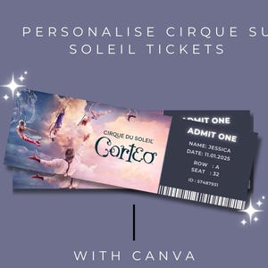 Cirque Du Soleil, Theatre Tickets, Digital Download, Editable Template, Print At Home