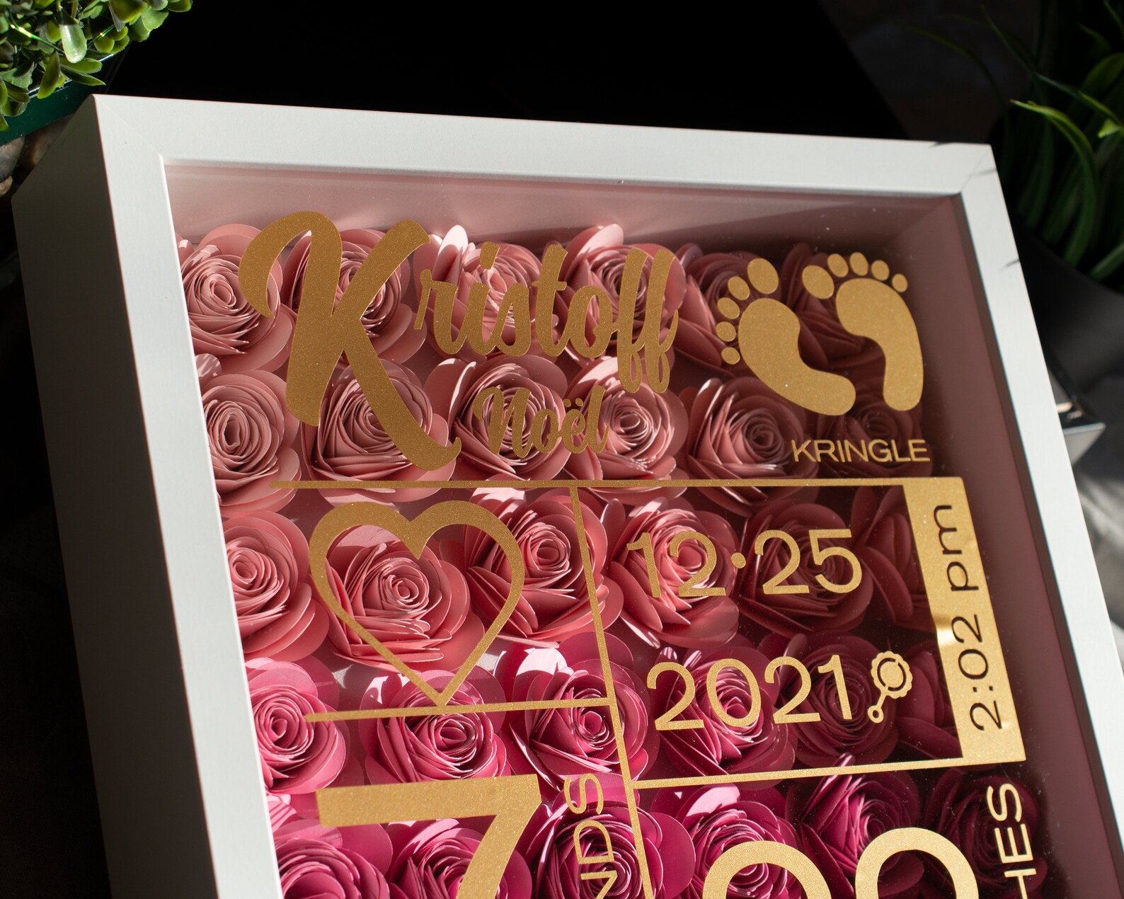 Shadow Box Newborn Girl Personalized Name Baby Girl Gift Etsy