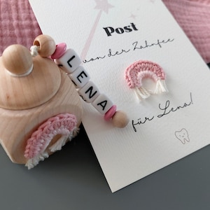 Scatola dei denti personalizzata con una lettera magica della fatina dei denti in rosa - Il regalo perfetto della fatina dei denti