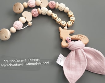 Kinderwagenketting met naam | herten | Knetterdoek oudroze | gepersonaliseerd | kinderwagenketting | Meisje | jongen | verschillende kleuren