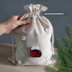 Personalisiertes Nikolaussäckchen mit Namen 30x40 - Geschenkbeutel Nikolaus, Nikolausgeschenk Kinder, Nikolausstiefel, Nikolaussack groß