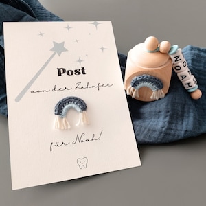 Scatola dei denti personalizzata con una lettera magica della fatina dei denti in blu - Il regalo perfetto della fatina dei denti