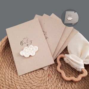 Schlichte Glückwunschkarte zur Geburt mit Wolkenmotiv – Geschenk Geburt, Babykarte für Jungen und Mädchen, Karte zur Geburt, Babygeschenk