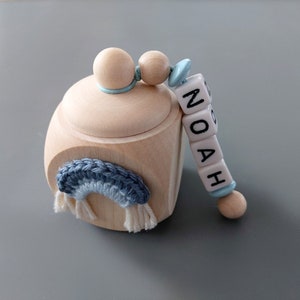 Scatolina personalizzata per denti da latte - blu con arcobaleno