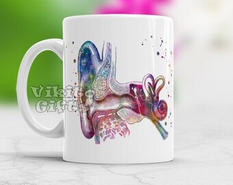 Audiology Art Coffee Mug Audiologist Gift Human Ear Anatomy