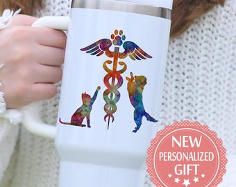 Vet Tech Tumbler 40oz, Custom Name Cup, Personalized Veterinary Tumbler, Vet Nurse Gift
