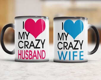 Couple mugs funny Crazy wife and husband gift Funny Mugs I love my crazy Wife and I love my crazy Husband mugs for her and him set mugs