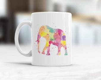 Elephant Coffee Mug, Watercolor Animal Art Tea Cup, Birthday present, Valentines day gift idea