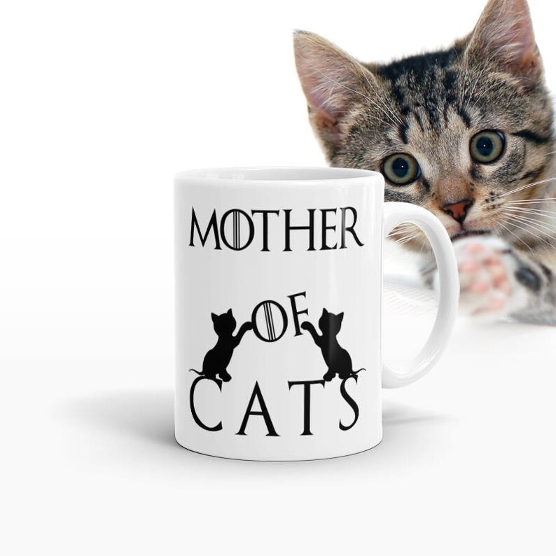 Mother Of Cats Coffee Tea With Ceramic Mug, Cat lover gift, Funny ceramic cup for cat mom, Cat lady mug, Mothers day Present for Mom image 1