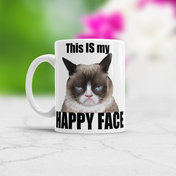 This is My Happy Face Funny Grumpy Cat Coffee Mug Funny Birthday Gift for  Friend Funny Mug for Boss - Etsy