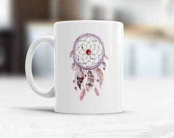 Native american coffee cup, Bohemian decor, Boho Dreamcatcher Mug, Boho Gifts, Dreamcatcher Cup, Native American Art Her Birthday present