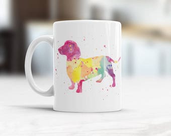 Dachshund Coffee Mug, Dog Coffee mug, Animal mug, Dachshund Owner mug, Dachshund gifts for mom, Watercolor multicolor Art Tea Mug