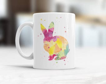 Bunny mug, Rabbit mug, Bunny holiday mug, Watercolor coffee cup, rabbit gifts, Rabbit coffee mug, Personalised Mug, Custom Mug, Kids Mug