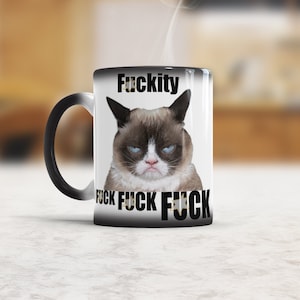 Curse Word F*ck Mug Angry Cat F*ckity F*ck Cup Mature Moody Cat Color Changing Cussing Mug Momma Mug Fun Gift for Mom