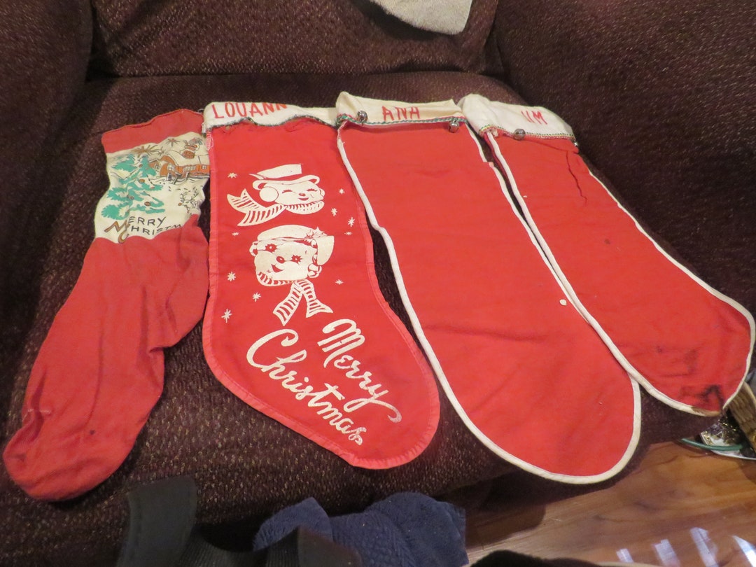 4 Vintage Xmas Stockings Etsy