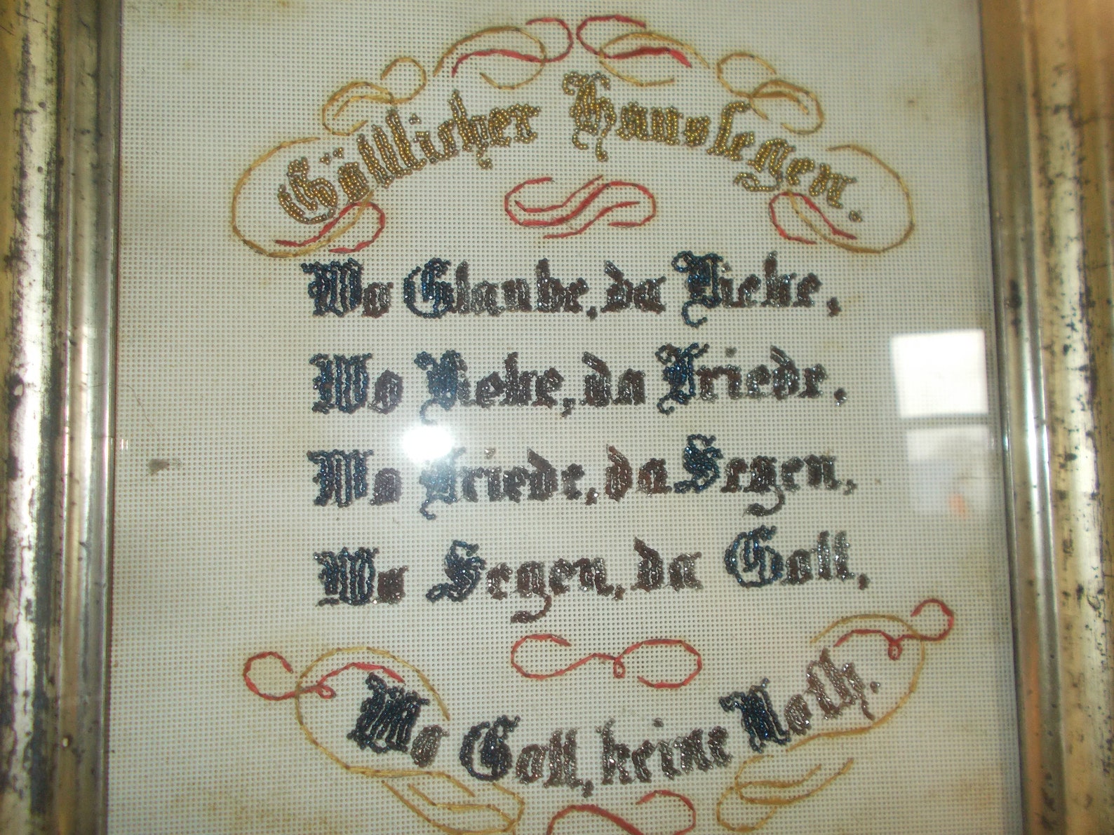 Antique Paper Punch Bead Embroidery Godly Houseblessing Etsy