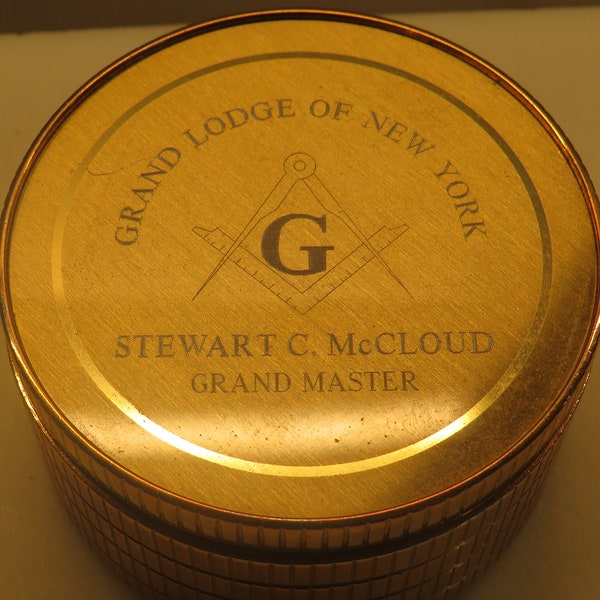 Vintage Brass Masonic Grand Master Battery Operated Alarm Clock Grand Lodge of New York