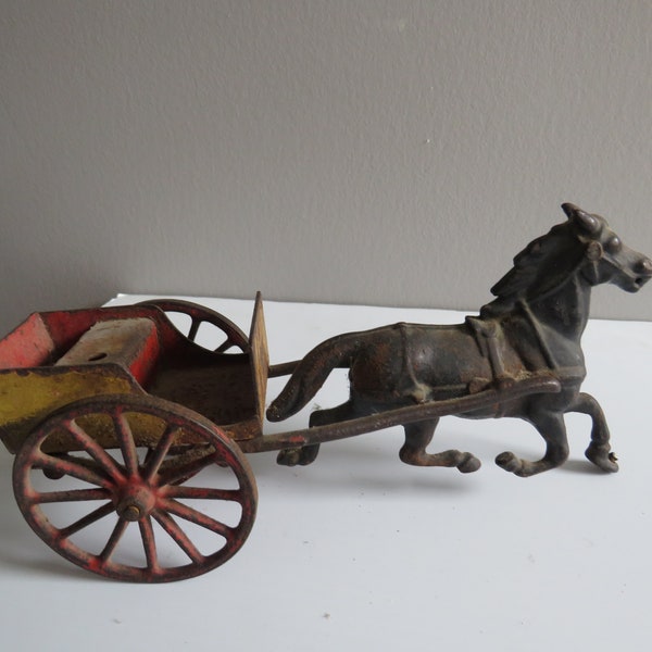 Cast Iron Antique Toy Horse and Cart by Hubley