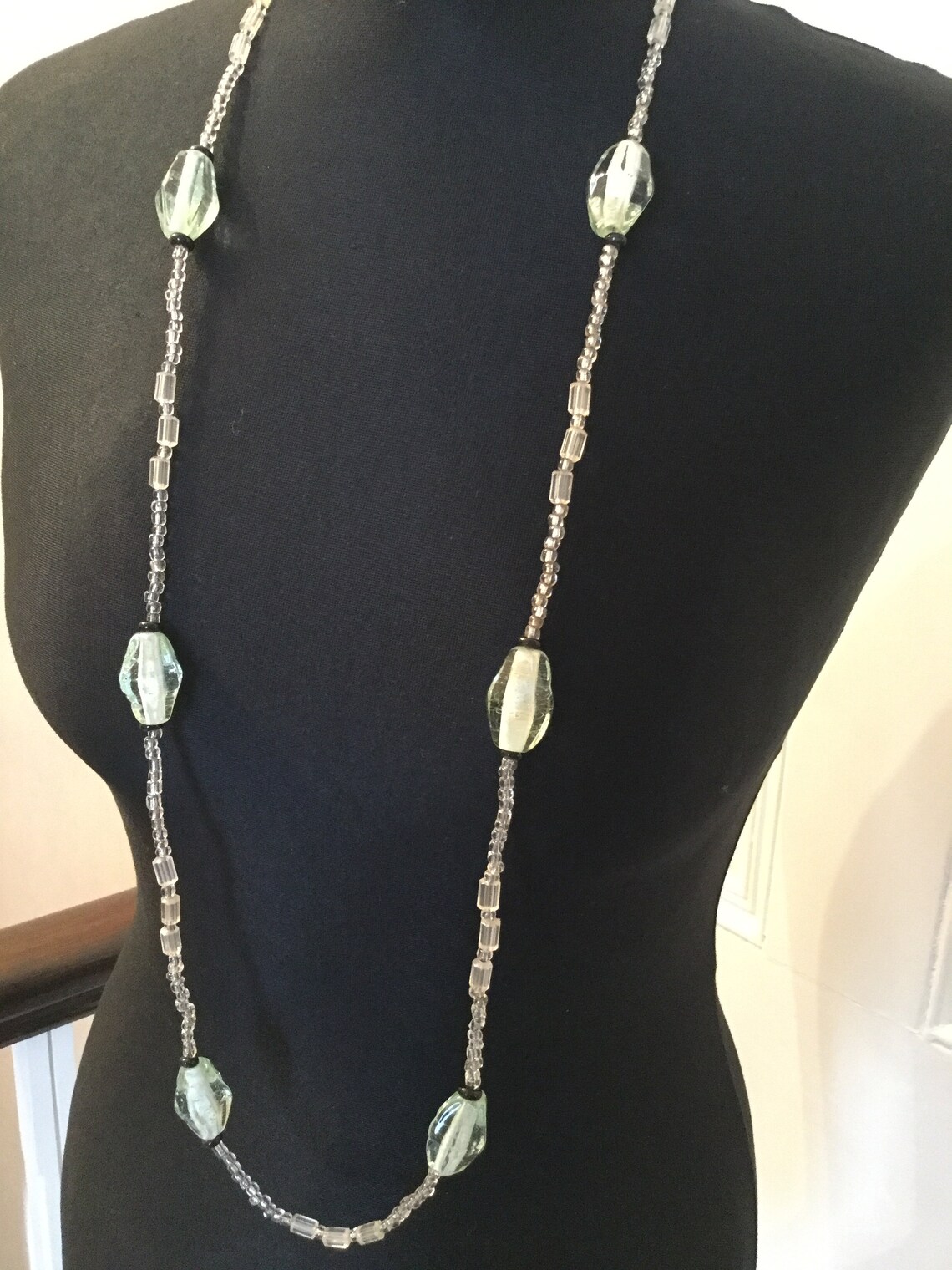 Vintage glass bead necklace Etsy