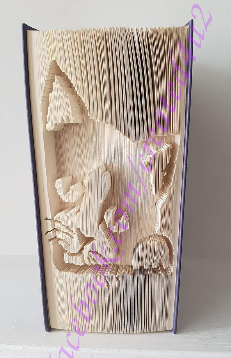 Cut & Fold Book Folding Pattern Unique Gift CAT in Corner Book Etsy