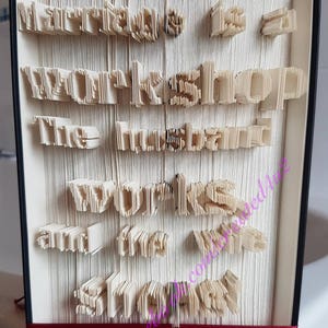 Cut & Fold Book Folding Pattern MARRIAGE IS A WORKSHOP 531 Pages New Wedding Bride Groom Gift Instant Download