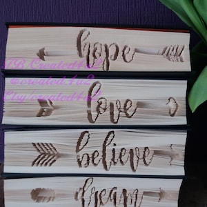 Cut & Fold Book Folding Patterns Horizontal Stack 4x Arrow LOVE BELIEVE DREAM Hope 399 Pages Each Home Decor Unique Gift *Instant Download*