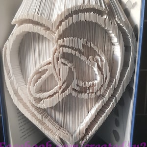 Combi Cut & Fold Book Folding Pattern RINGS IN HEART Book Art 521 Pages  Wedding Unique Gift Mr And Mrs *Instructions **Instant Download**