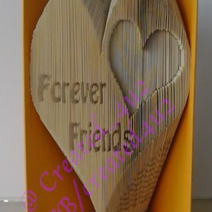 Cartamodello per libro con taglio e piega combinati FOREVER FRIENDS a cuore con cornice per foto 399 pagine con istruzioni Regalo unico **Download immediato**