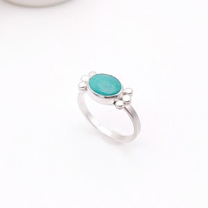 Size 8.5, Natural Turquoise Statement Oval Ring, Nomad Ring, Boho Sterling Silver Bauble Ring, Handcrafted Ring for Her, HolidayGift