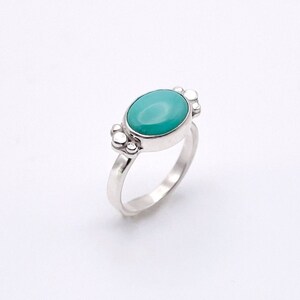 Size 4.5, Natural Turquoise Statement Oval Ring,Nomad Ring,Boho Sterling Silver Bauble Ring, Handcrafted Turquoise Ring for Her, HolidayGift