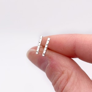 Bar Stud Earring, Sterling Silver 925 Minimalist 1cm Bar Stud Earring, Everyday Post, Earlobe, Earring Set, Stacking Earrings, Dainty Post