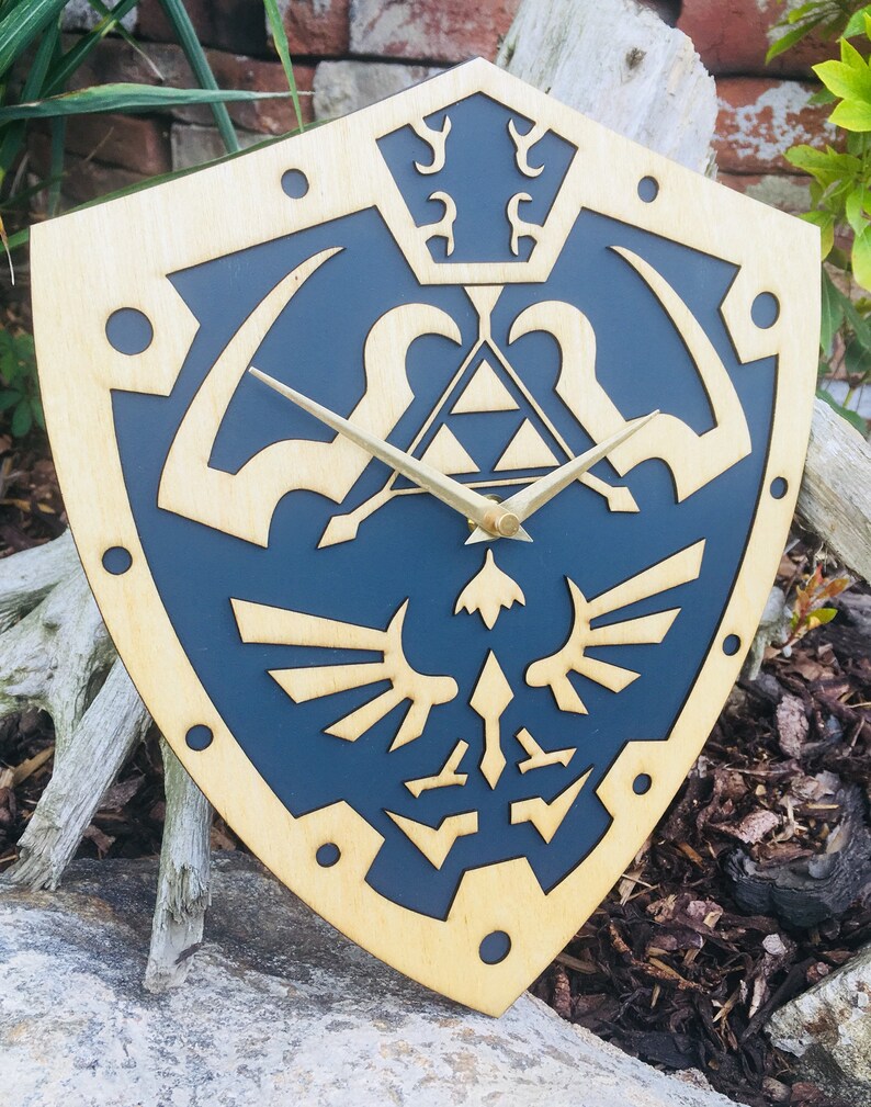 The Legend of Zelda inspired wall clock Hylian shield Etsy