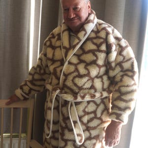 Merino wool bathrobe with shall collar and pocket Tumbler sheep wool robe Sheep merino wool bathrobe Birthday gift for mom Gift for dad