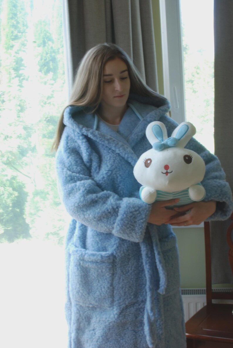 Merino Wool Hooded Bathrobe: Soft Sheep Wool Robe - Etsy