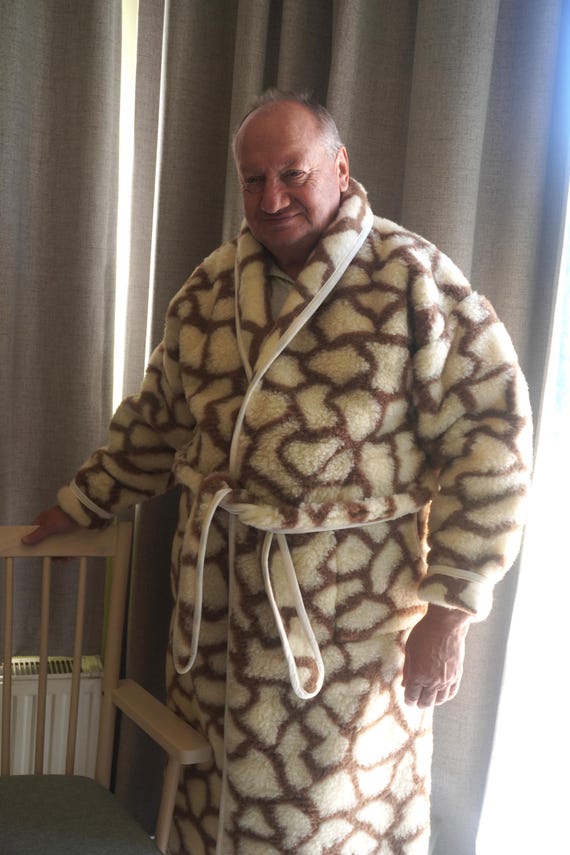 Peignoir en laine mérinos avec col châle et poche Peignoir chaud