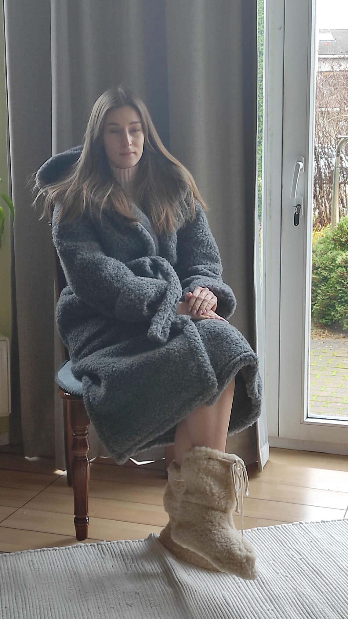 Merino Wool Hooded Robe: Unisex Sheep Wool Bathrobe - Etsy