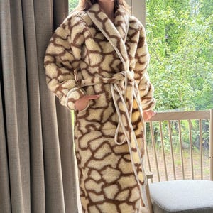 Merino wool bathrobe with shawl collar and pocket Warm wool robe Sheep wool bathrobe  Dressing SPA gown merino wool Gift for mom Gift dad