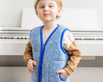 Chaleco de lana merino para bebés: Ropa unisex de forro polar para bebés
