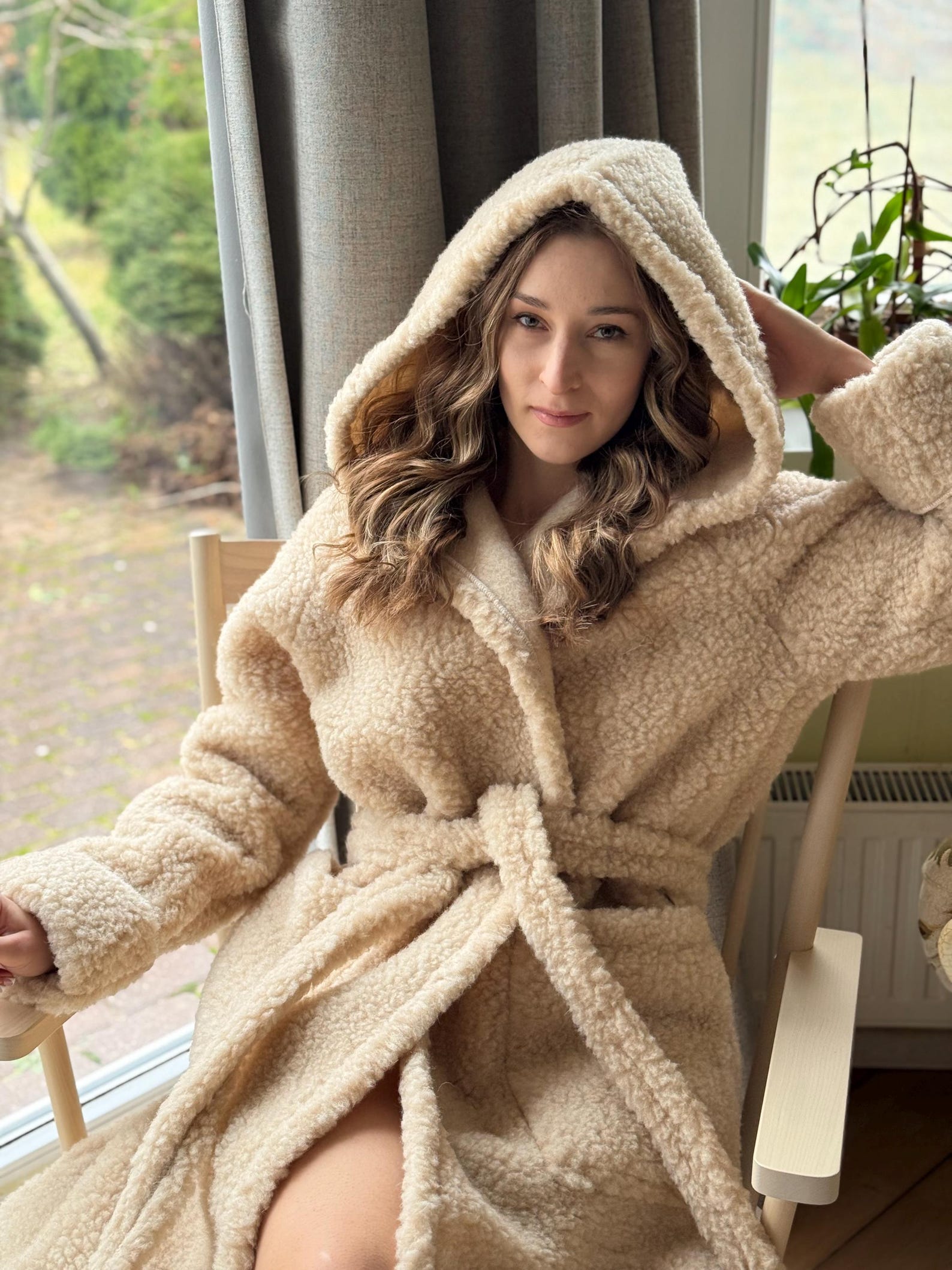 Pretty Wool Robe Merino Wool Robe With Hood and Pocket : Unisex Sheep Wool Bathrobe ...