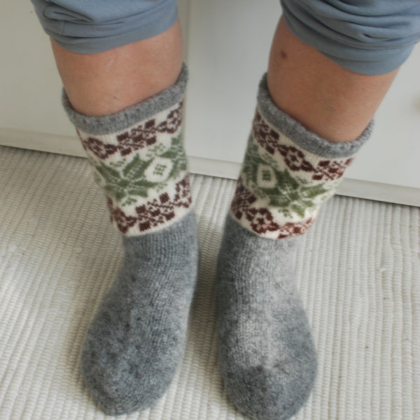 Nordic classic wool socks Warm merino wool socks Knitted merino socks Medical wool socks Gestrickte Merinosocken Christmas gift Gift dad