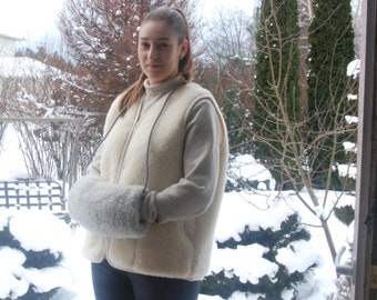 Gilet femme en laine mérinos hiver chaud gilet en laine douce gilet en fibre de laine pour femme gilet en laine d'agneau cadeau pour elle cadeau pour maman cadeau pour anniversaire